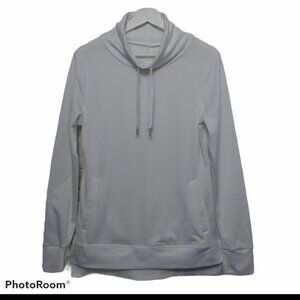 Apana Womens White Cowl Neck Pullover‎ Activewear Top Thumbholes Size S